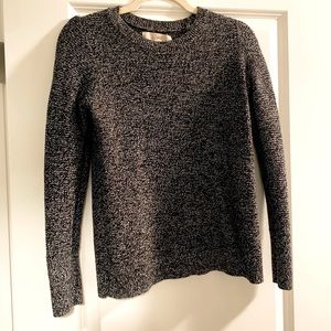 Loft black and white marled stitchy sweater size medium